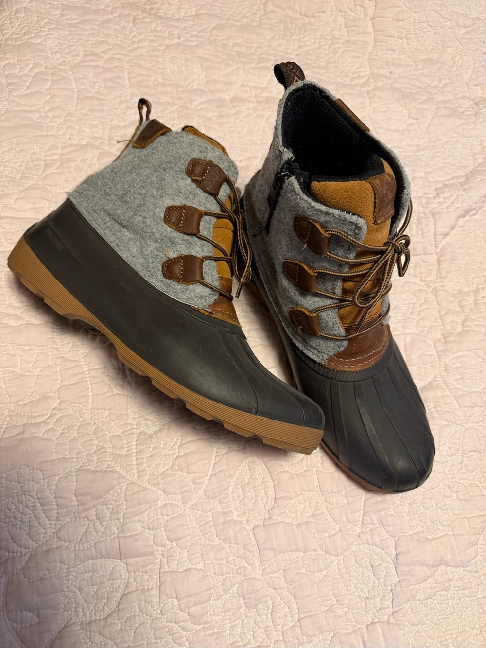 Kamik Gray and Brown Waterproof Winter Duck Boots